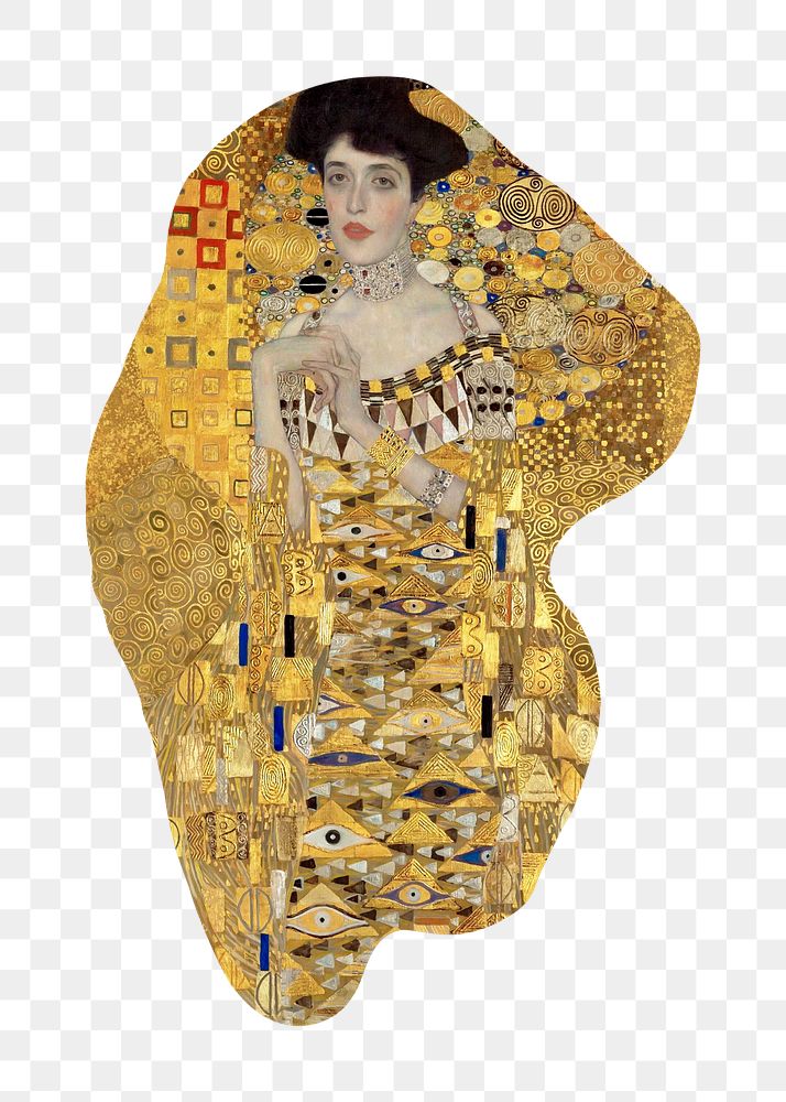 Gustav Klimt's png Portrait of Adele Bloch-Bauer I collage sticker, transparent background, remixed by rawpixel