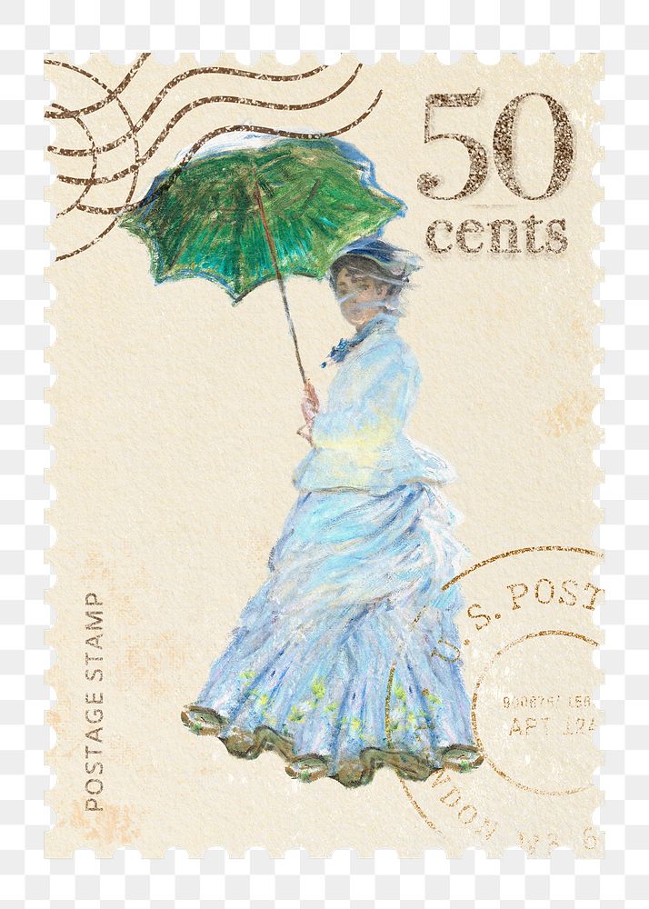 Madame Monet png postage stamp sticker, transparent background. Famous art remixed by rawpixel.