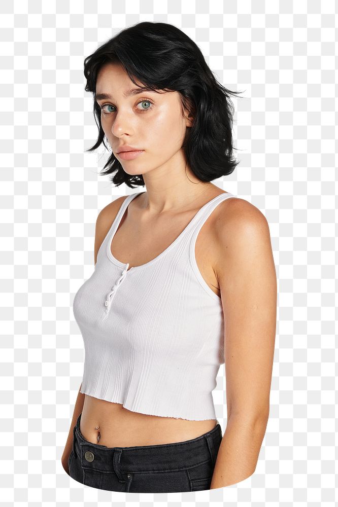 Woman png crop top sticker, transparent background