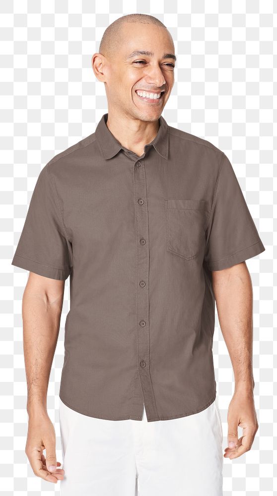 Men's brown shirt png sticker, fashion transparent background