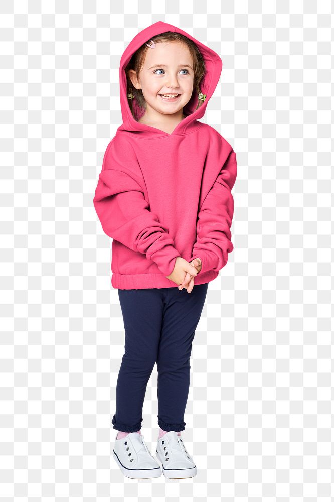 Girl's hoodie png sticker, kid's fashion transparent background