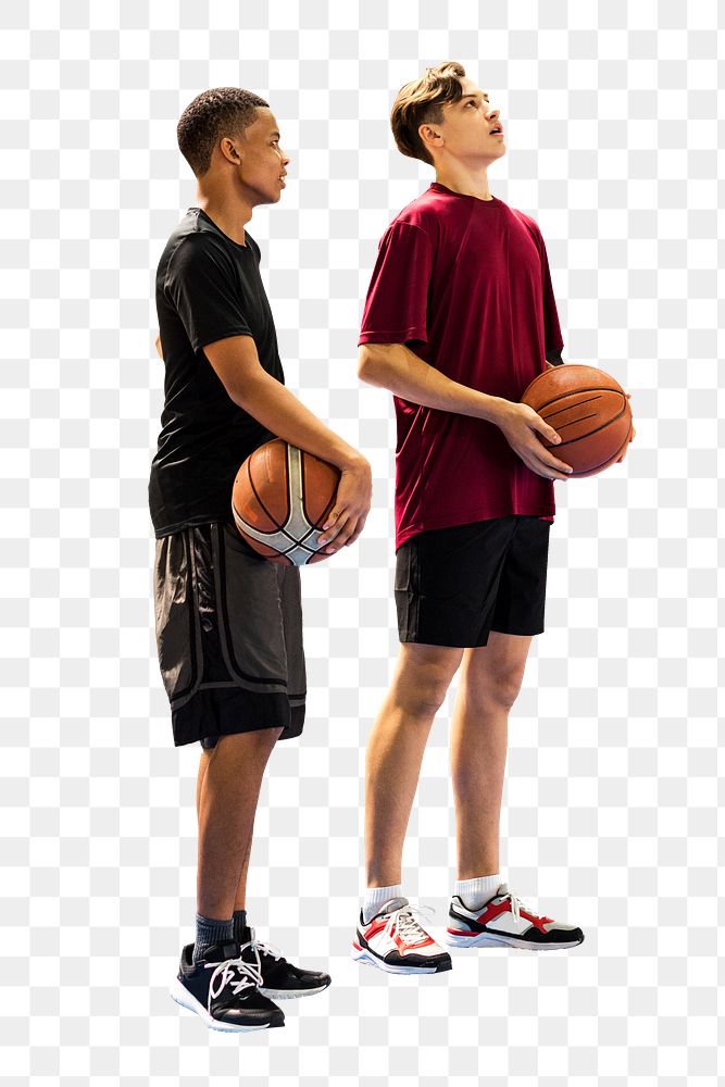 Png Teenage boys holding basketball sticker isolated image, transparent background