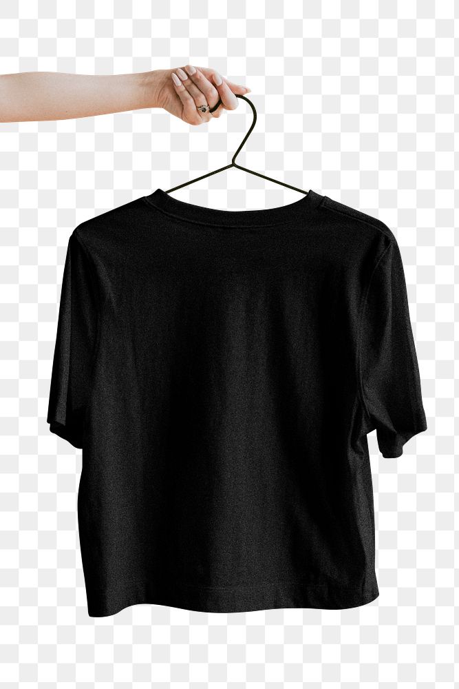 Black t-shirt png sticker, transparent background