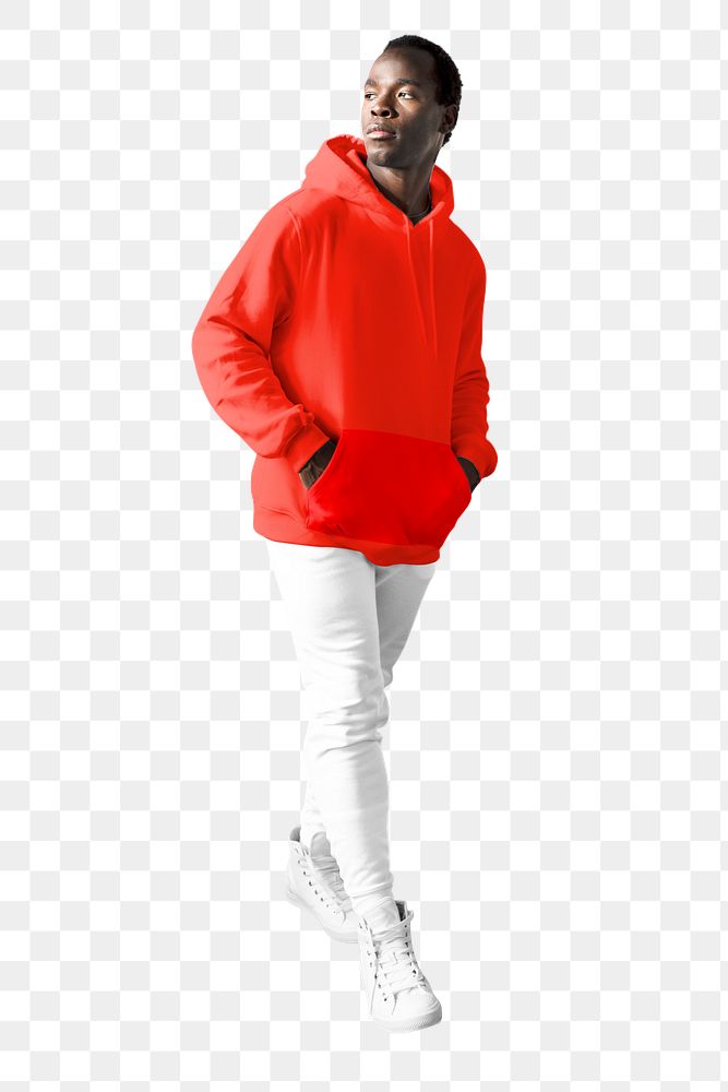 Red hoodie png sticker, fashion transparent background