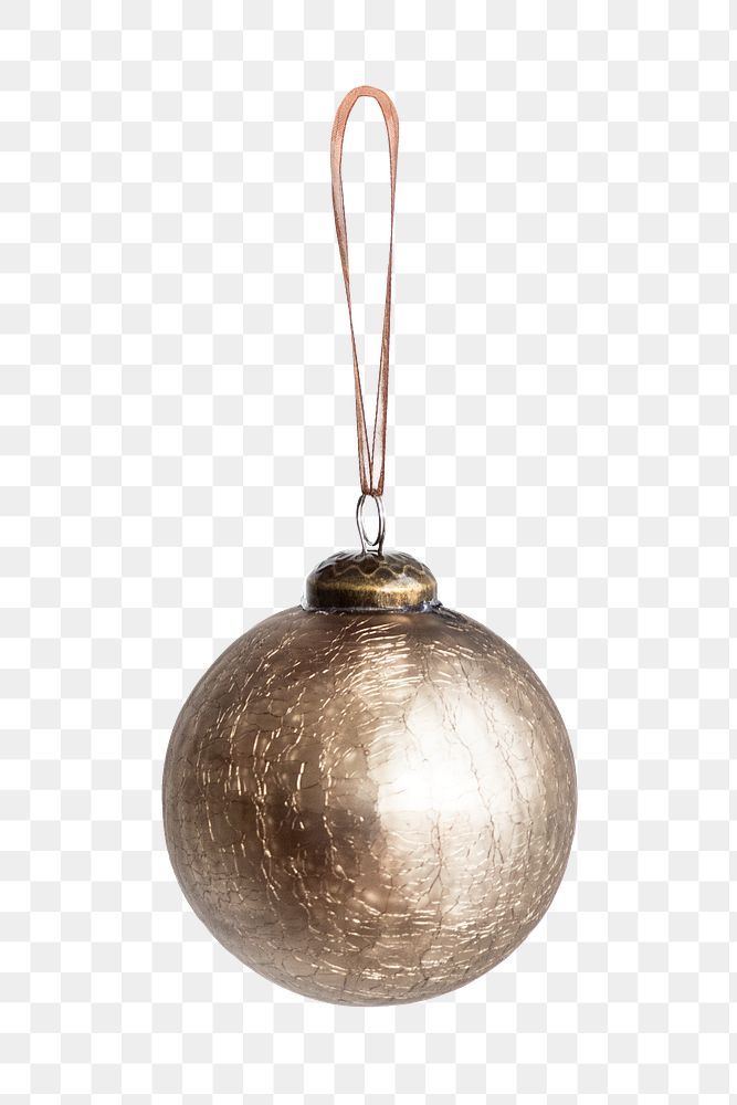 Gold Christmas bauble png sticker, transparent background