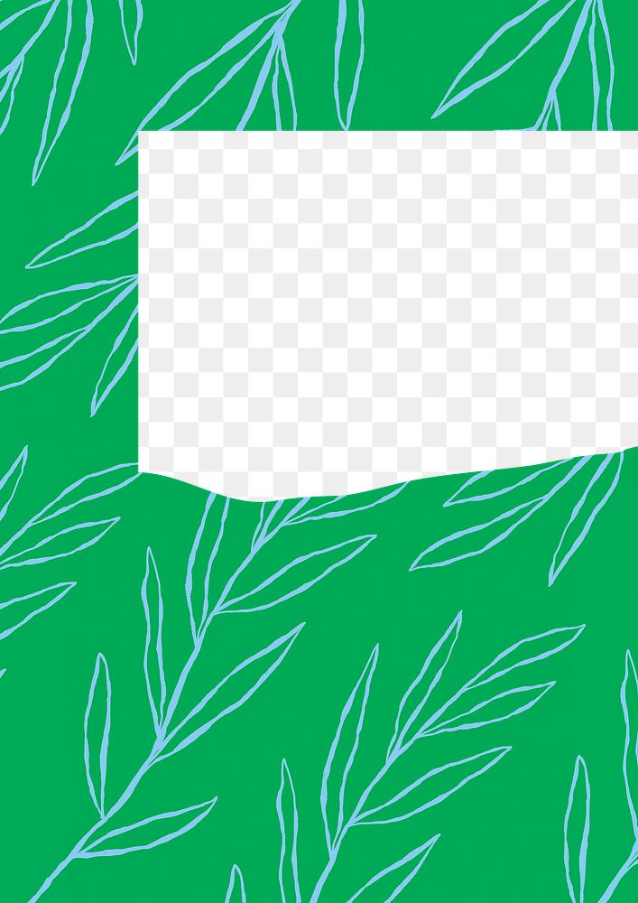 Green png frame leaf, transparent background