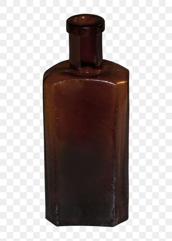 Brown bottle png, isolated object, transparent background