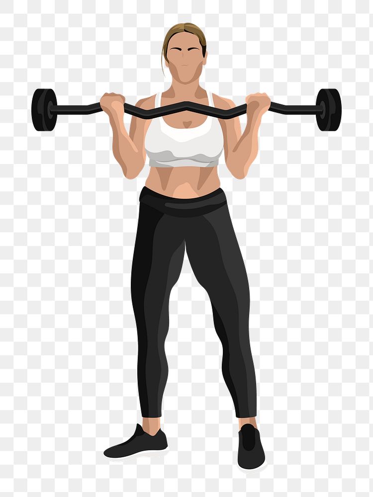 Woman weight barbell lifting png, transparent background