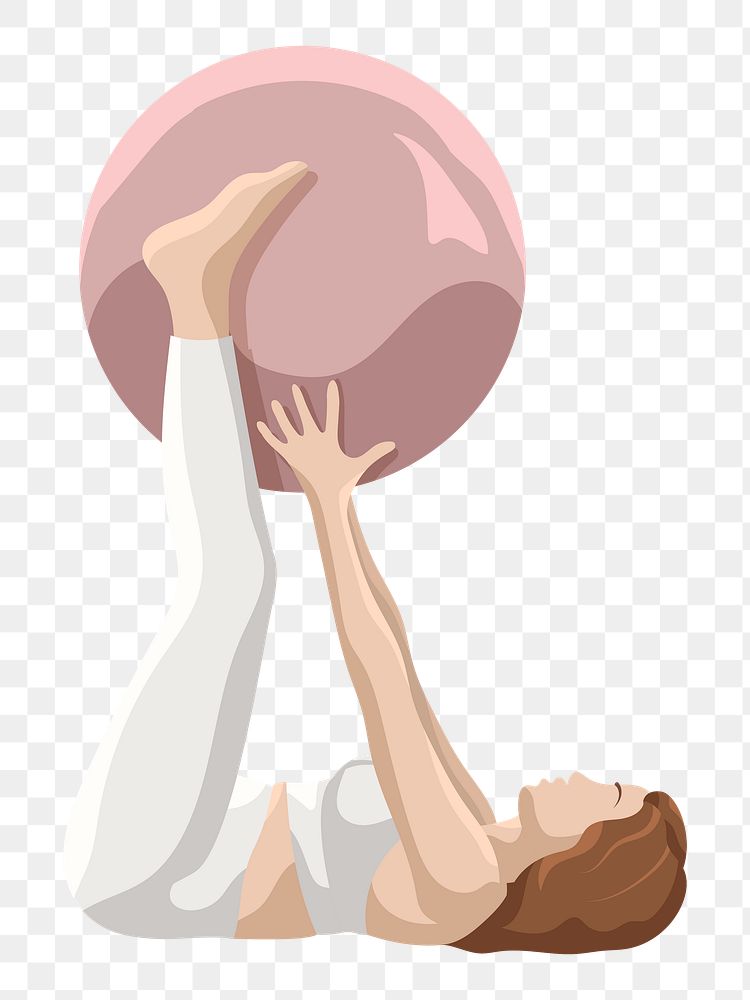 Woman yoga ball png, transparent background