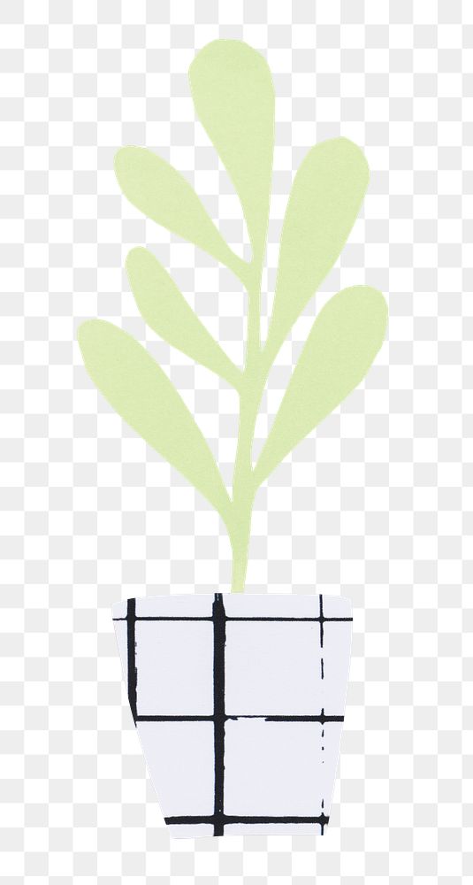Potted plant png doodle, pastel design, transparent background