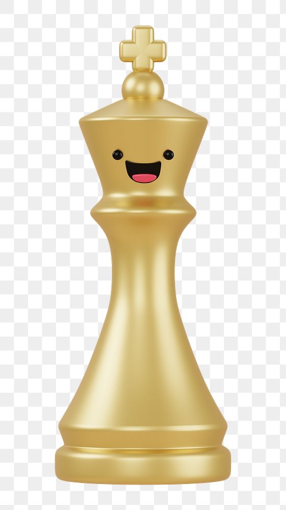 3D chess piece png happy face emoticon, transparent background