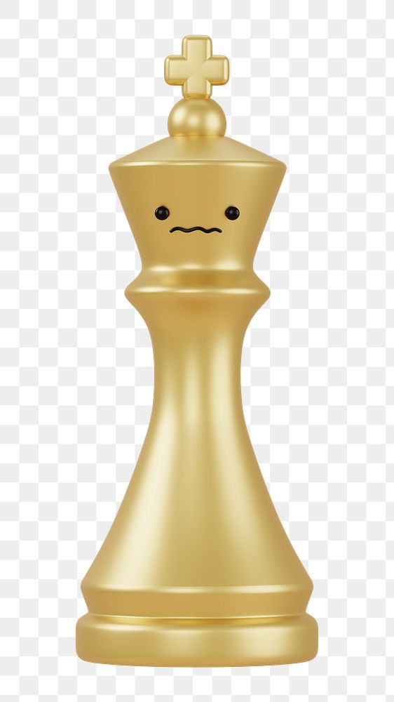 3D chess piece png worried face emoticon, transparent background