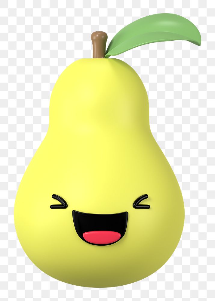Laughing pear png 3D emoticon, transparent background