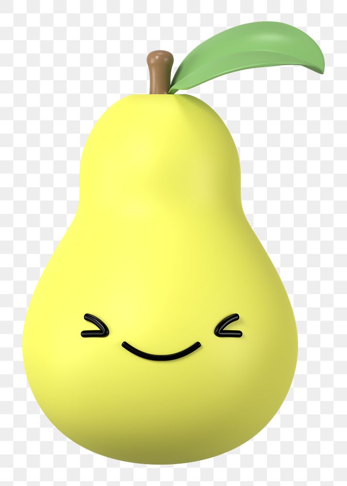 3D pear png winking face emoticon, transparent background