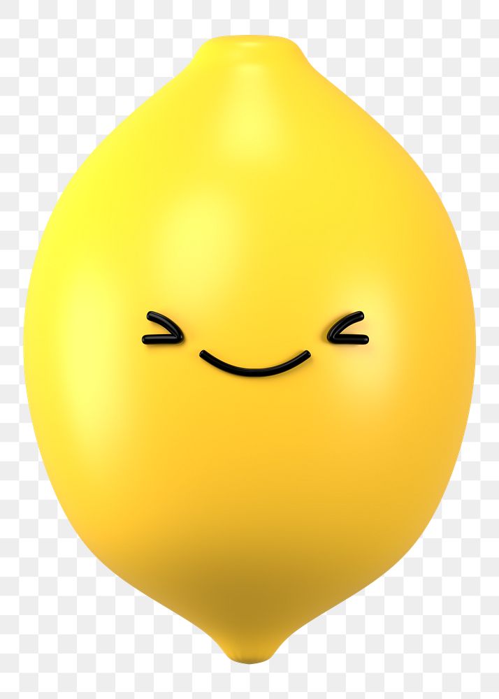 3D lemon png winking face emoticon, transparent background