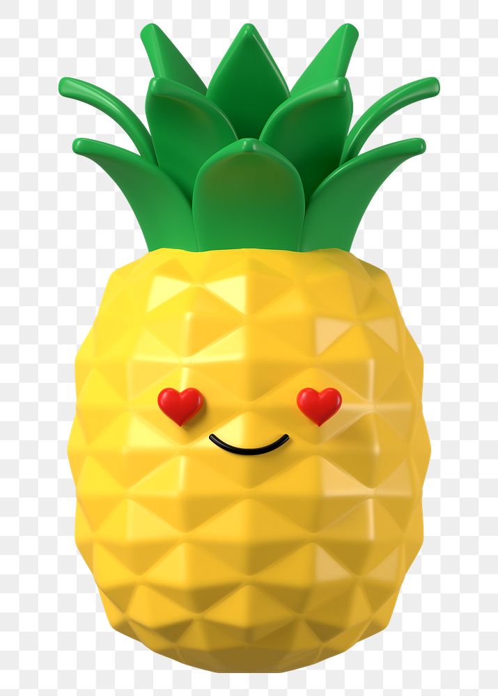 3D pineapple png in love emoticon, transparent background