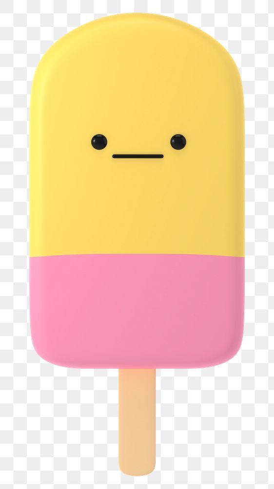 3D ice-cream png neutral face emoticon, transparent background