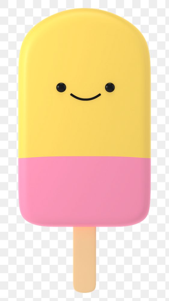 3D ice-cream png happy face emoticon, transparent background