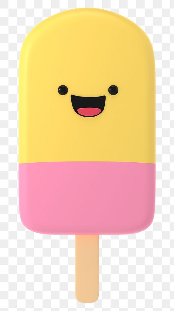 3D ice-cream png smiling face emoticon, transparent background