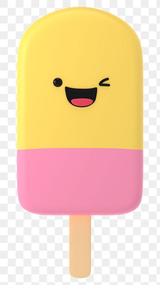 3D ice-cream png winking face emoticon, transparent background