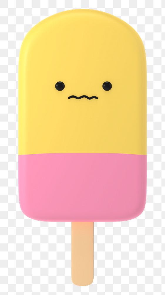 3D ice-cream png scared face emoticon, transparent background