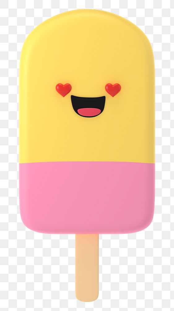 3D ice-cream png heart eyes emoticon, transparent background