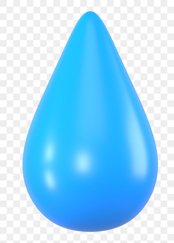 PNG 3D blue water drop, transparent background