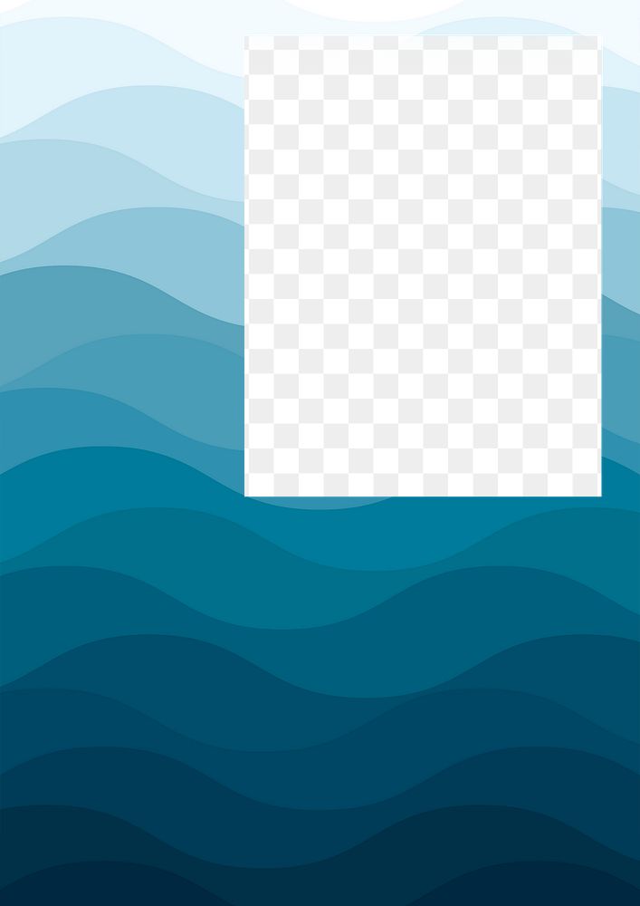 Wave rectangle png frame, transparent background