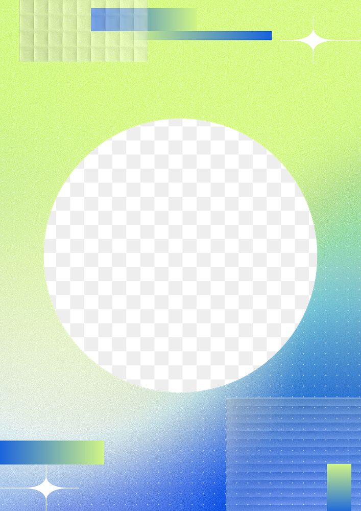 Round png frame, green and blue design, transparent background