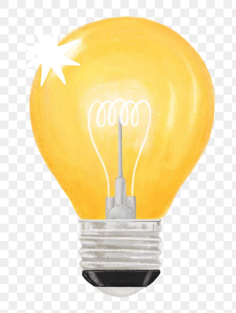 Png yellow light bulb sticker, transparent background