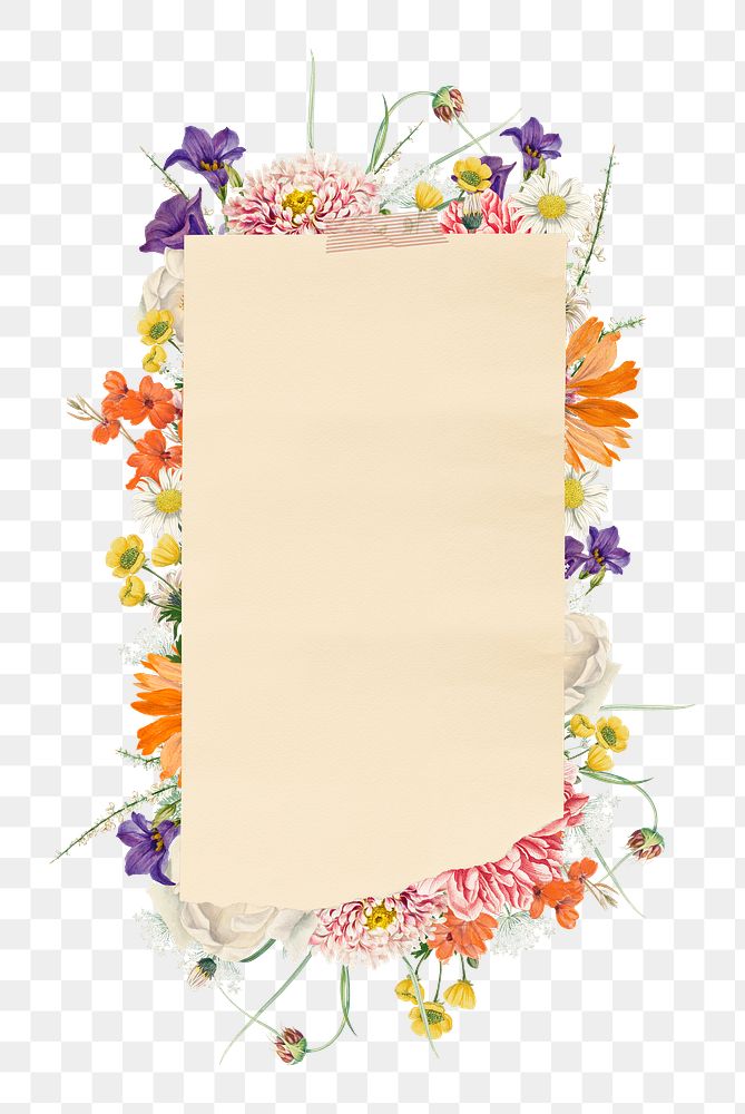 PNG Wedding flower badge, colorful botanical design, transparent background