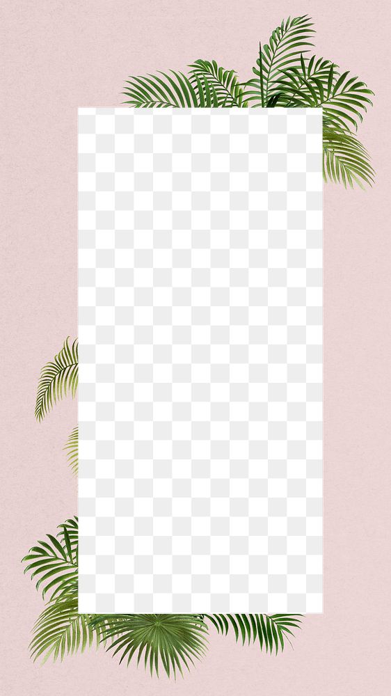 Tropical palm leaf png frame, Summer aesthetic, transparent design