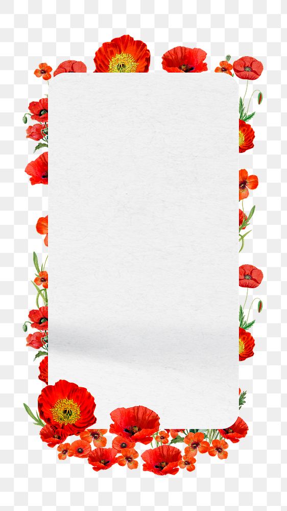 PNG Red poppy badge, Summer flower design, transparent background