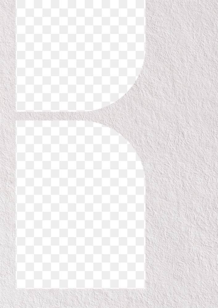 White textured geometric png frame, transparent background