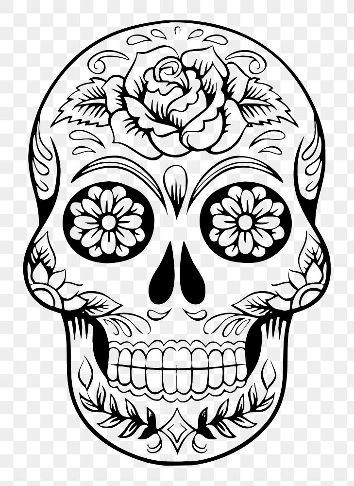 Sugar skull png clipart, transparent background. Free public domain CC0 image.