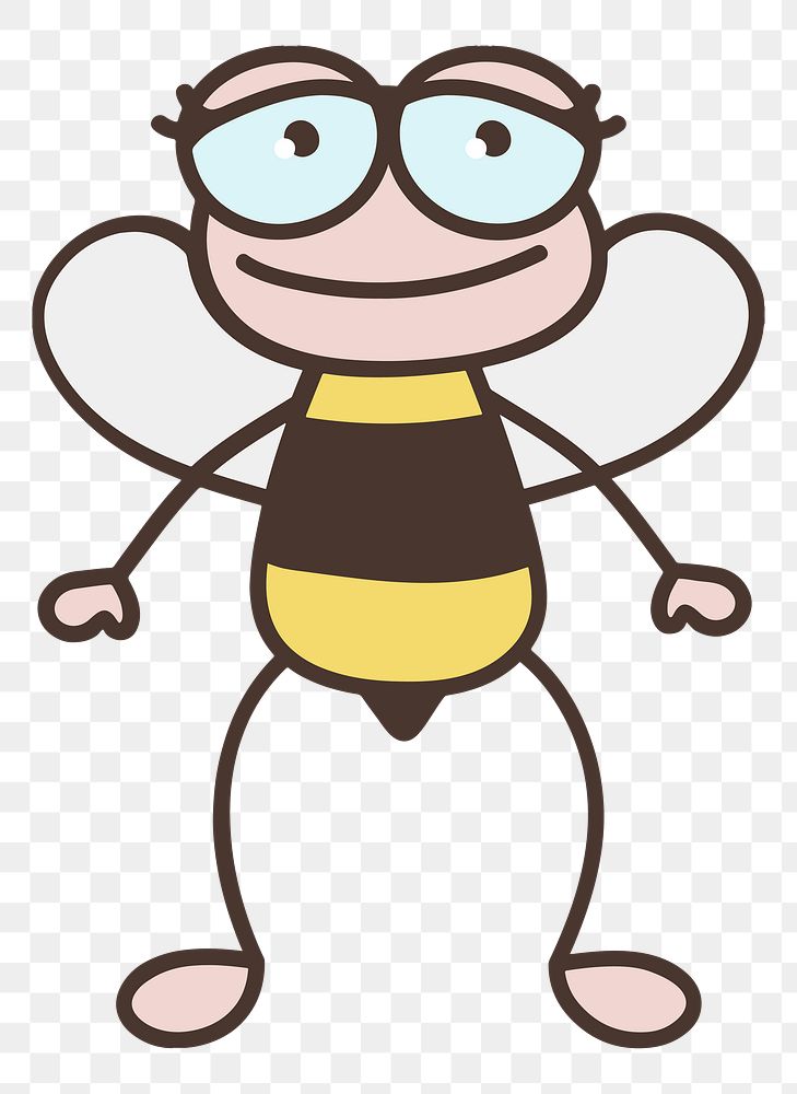 Bee insect cartoon png clipart, transparent background. Free public domain CC0 image.