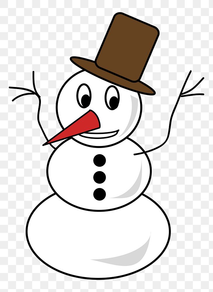 Snowman cartoon png clipart, transparent background. Free public domain CC0 image.