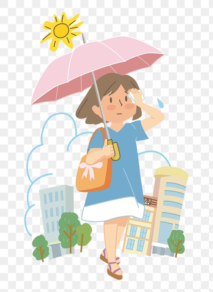 Woman holding umbrella png clipart, transparent background. Free public domain CC0 image.