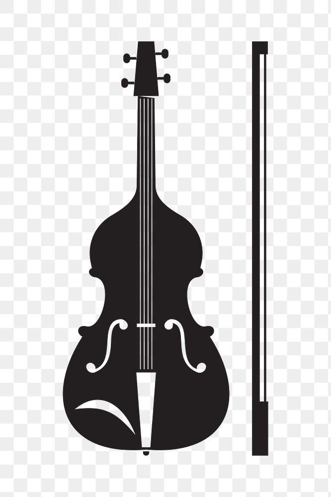 Violin silhouette  png clipart illustration, transparent background. Free public domain CC0 image.