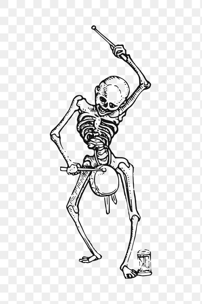 Skeleton  png clipart illustration, transparent background. Free public domain CC0 image.