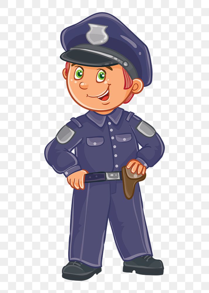 Policeman  png clipart illustration, transparent background. Free public domain CC0 image.