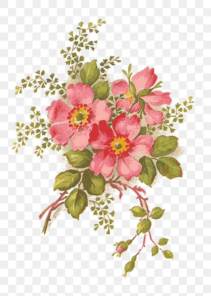 Png pink vintage flower clipart, transparent background. Free public domain CC0 image.