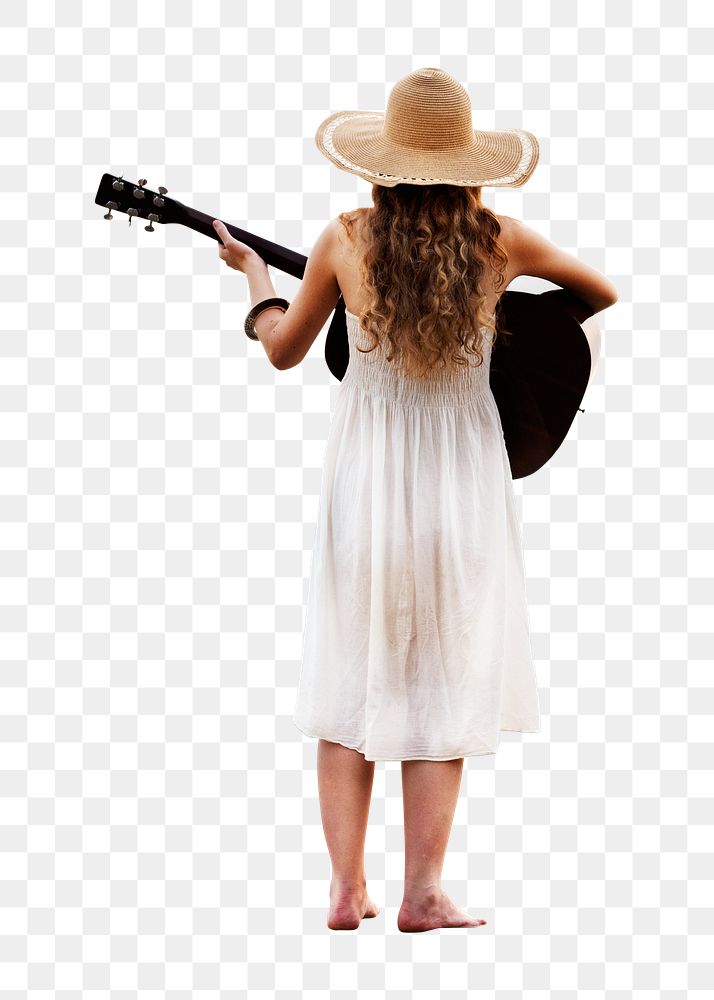 Woman png playing guitar , transparent background