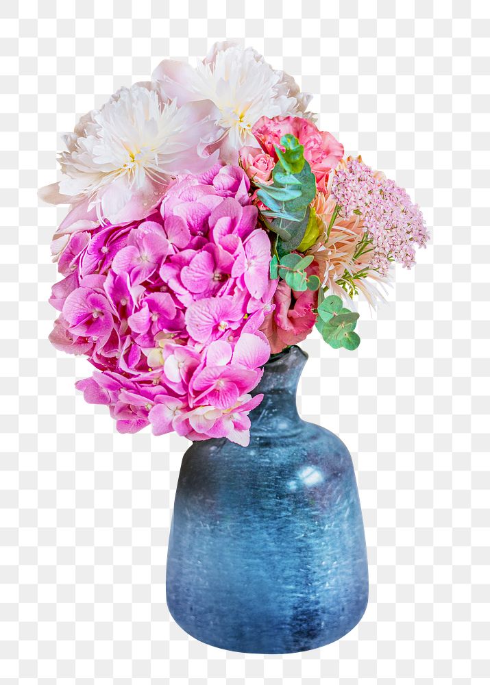 Vase flowers png collage element, transparent background