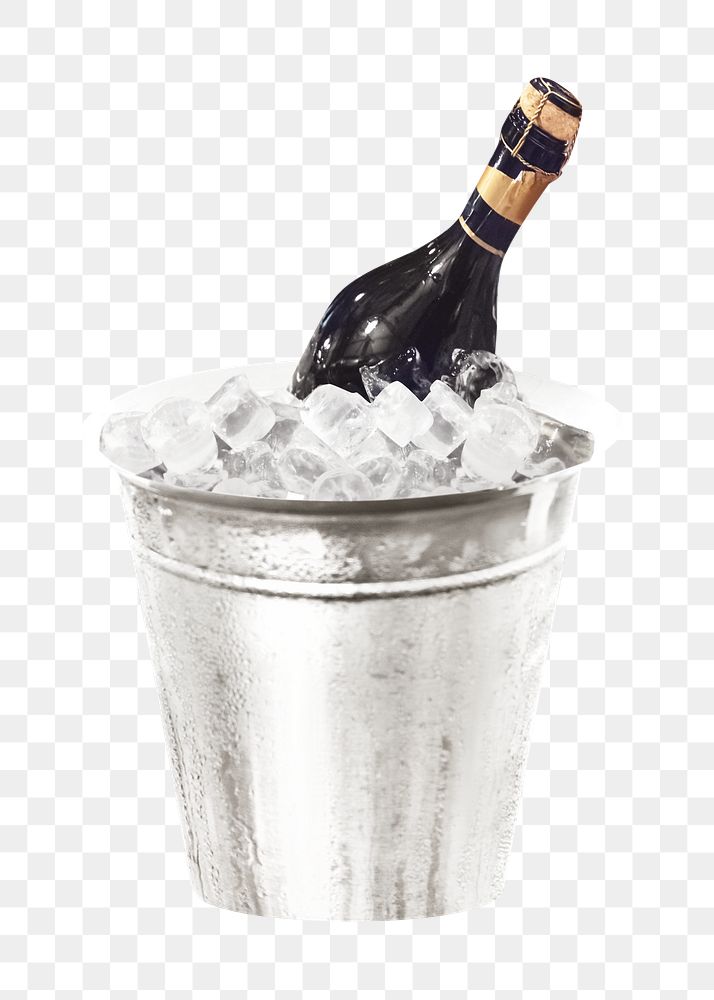 Png chilled champagne bucket, isolated image, transparent background