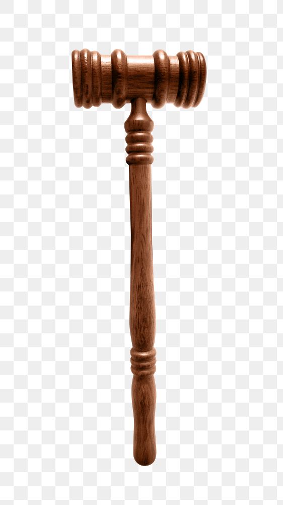 Png judge wooden gavel mallet, isolated object, transparent background