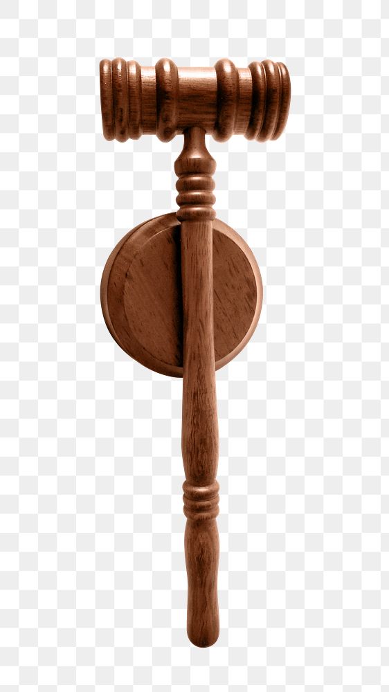 Png judge wooden gavel mallet, isolated object, transparent background
