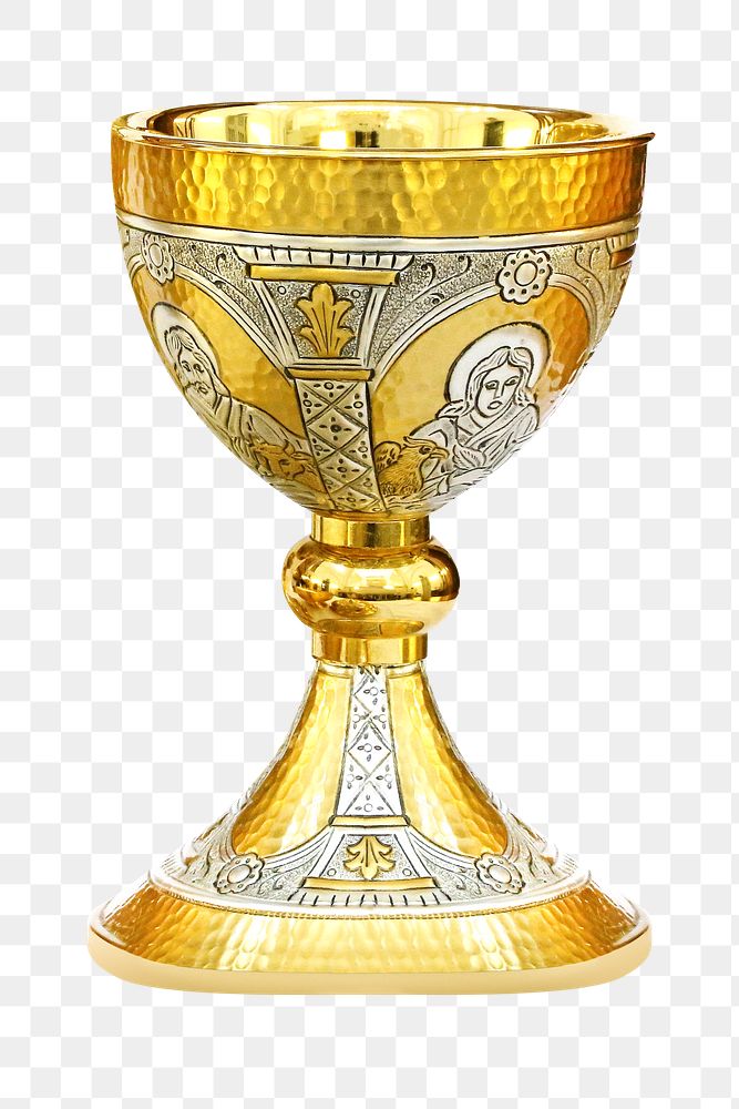 Png golden chalice, isolated object, transparent background