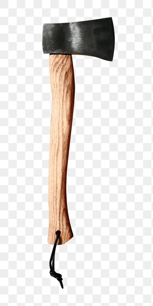 Png wooden handle axe, isolated object, transparent background