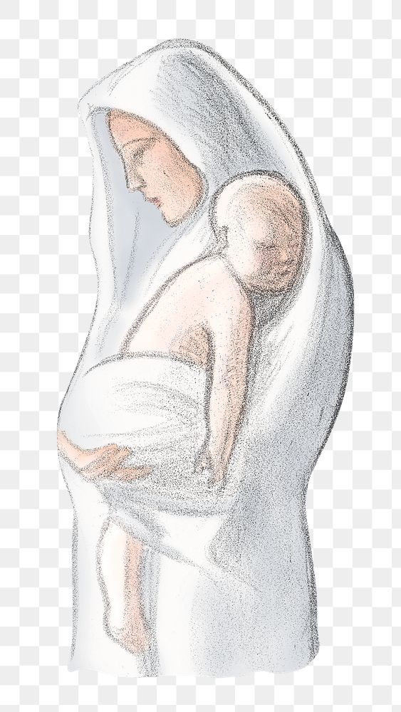 PNG Mother and child illustration transparent background. Remixed by rawpixel.